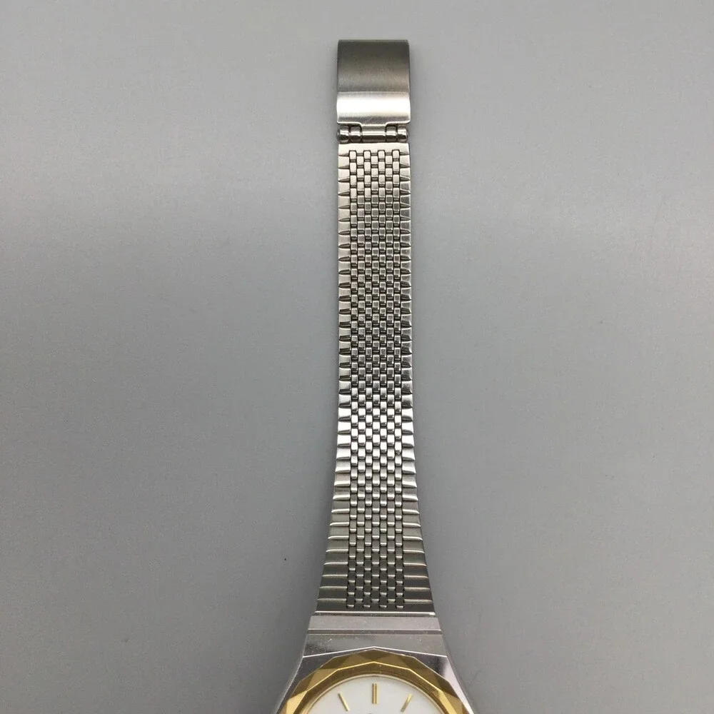 Ajawra Womens Watch 23mm White Dial Two Tone Bracelet Swiss New Battery